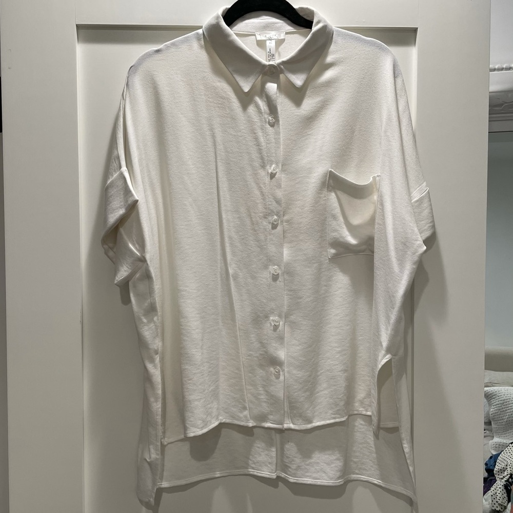 Leith oversized short sleeve button down blouse